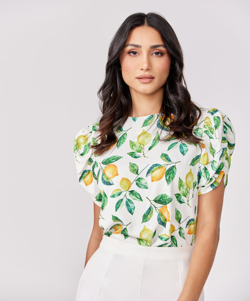 Short Sleeve Chiffon Printed Top